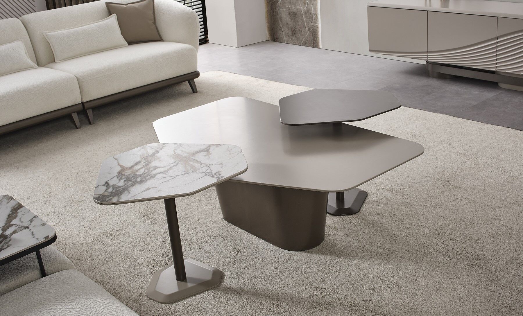 Latte 3'lü Orta Sehpa Seti