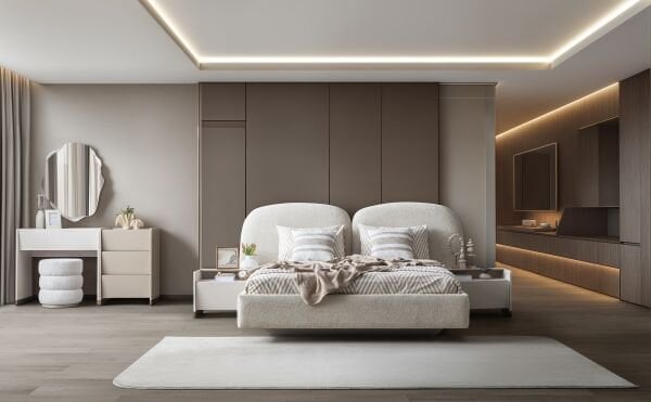 Japandi Bazalı Yatak Odası