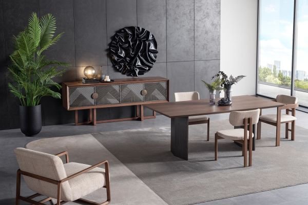 Cross Wallnut Yemek Odası