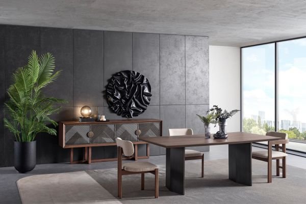 Cross Wallnut Yemek Odası