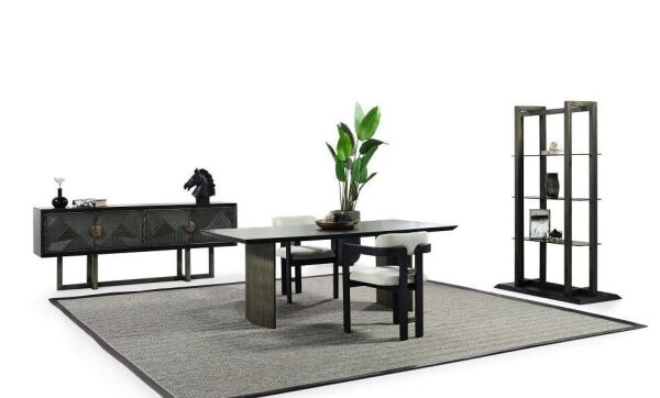 Cross Wallnut Yemek Odası Kitaplık