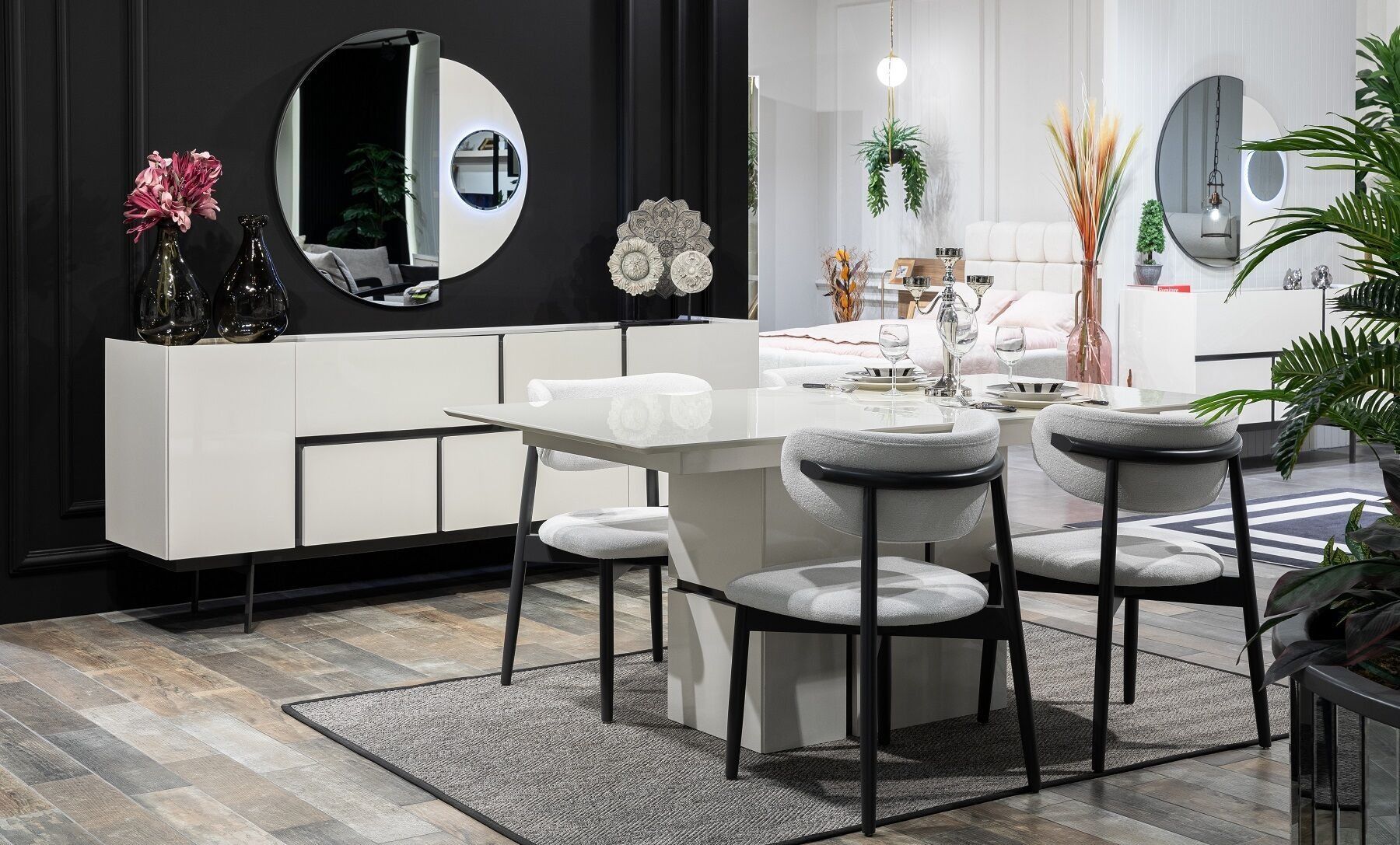 Pablo Yemek Odası Konsol ve Ayna + Masa + 6 Sandalye