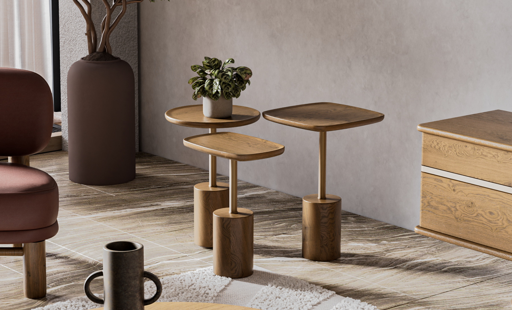 Marcus 3'lü Zigon Sehpa