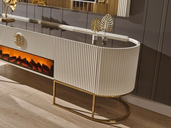 Gucci Şömineli Tv Ünitesi Tv Ünitesi Alt Blok