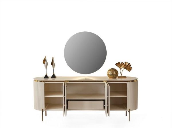 Tesla Luxury Yemek Odası Konsol ve Ayna + Masa + 6 Sandalye