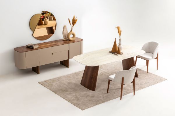 Delta Yemek Odası - Bej - Ceviz