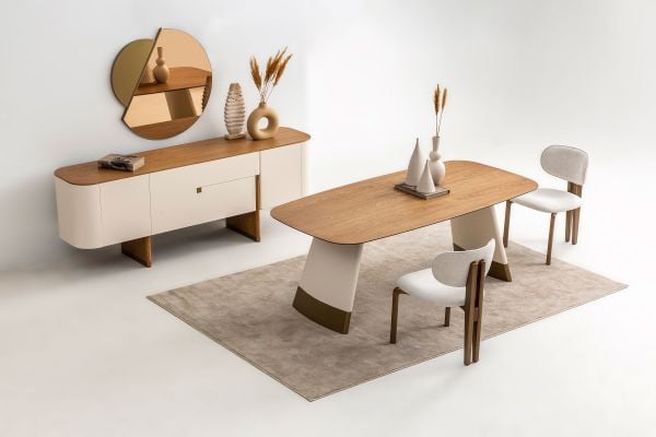 Delta Yemek Odası - Ekru - Ceviz