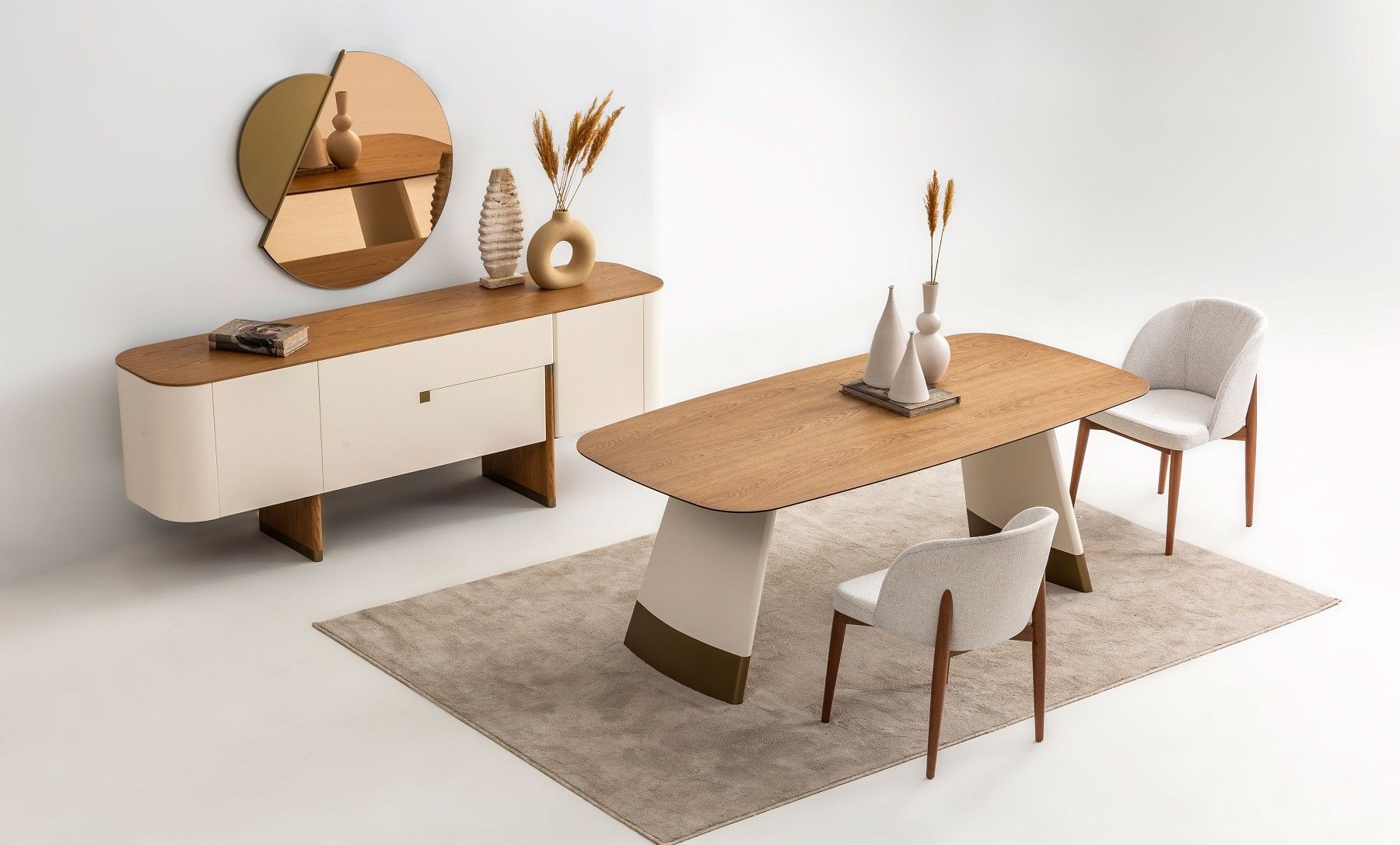 Delta Yemek Odası - Ekru - Ceviz