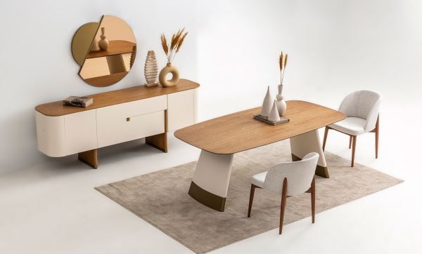 Delta Yemek Odası - Ekru - Ceviz