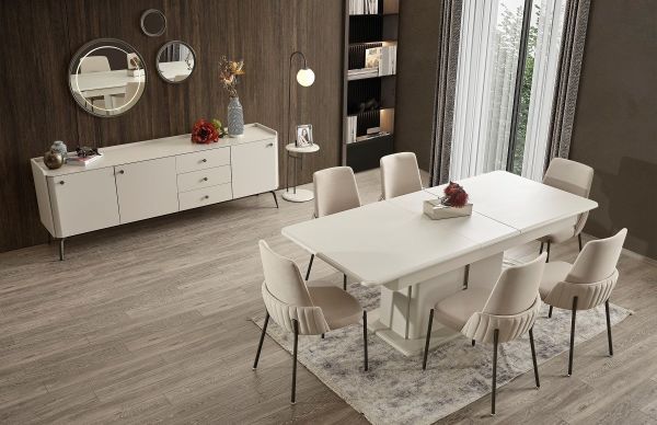 Truva Yemek Odası Konsol ve Ayna + Masa + 6 Sandalye