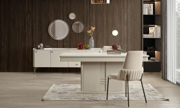 Truva Yemek Odası Konsol ve Ayna + Masa + 6 Sandalye