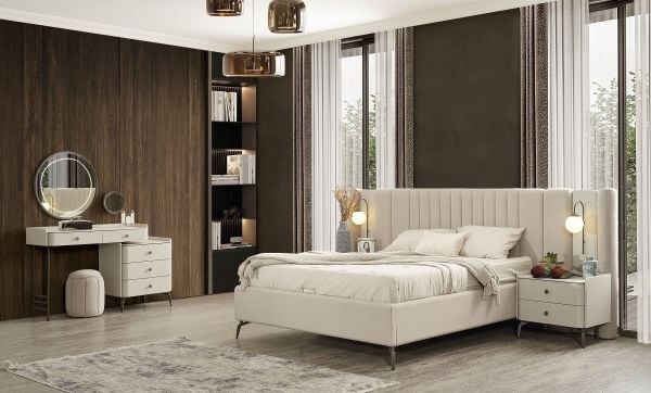 Truva Yatak Odası Gardolap + Karyola + Şifonyer ve Ayna + 2 Komodin